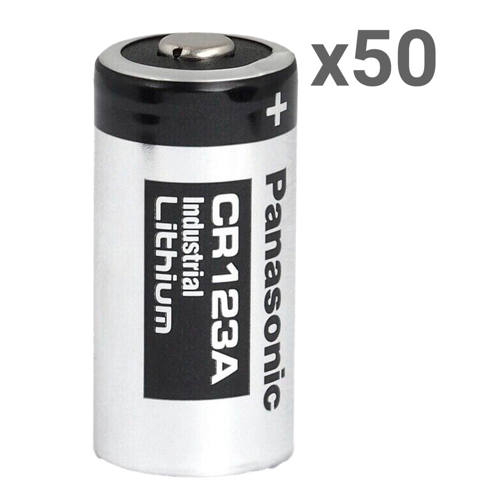 Panasonic - Pila Litio CR1123A - Pack de 50 unidades - Voltaje 3.0 V - Capacidad nominal 1550 mAh - Compatible con productos del catálogo