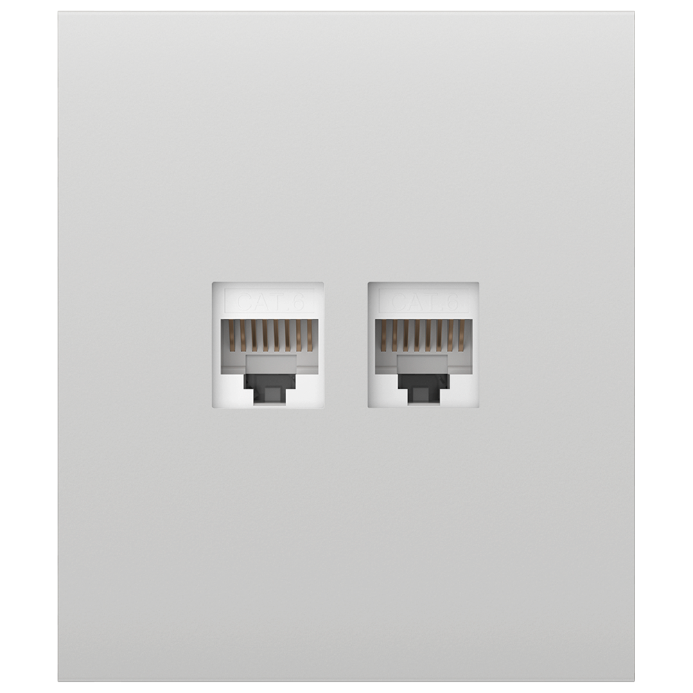 Tapa central para enchufe Ethernet - Compatible con AJ-OUTLETCORE-LAN-W - Requiere marco AJ-FRAME - Color blanco