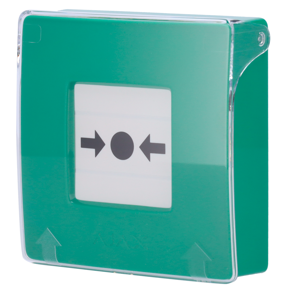 Pulsante manuale di allarme antincendio verde - Senza fili 868 MHz Jeweller - Pulsante di allarme antincendio o attivatore di scenari - Compatibile con la funzione di allarme interconnesso - Trasmissione degli allarmi alla Centrale Operativa ...