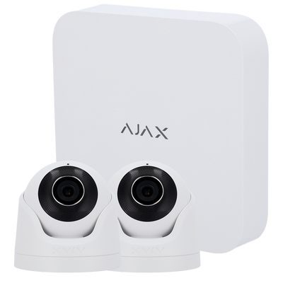 Kit di videosorveglianza Ajax - Videoregistratore Ajax da 8 canali - 2 telecamere turret da 5 Mpx Ajax - IR LED Portata 50m