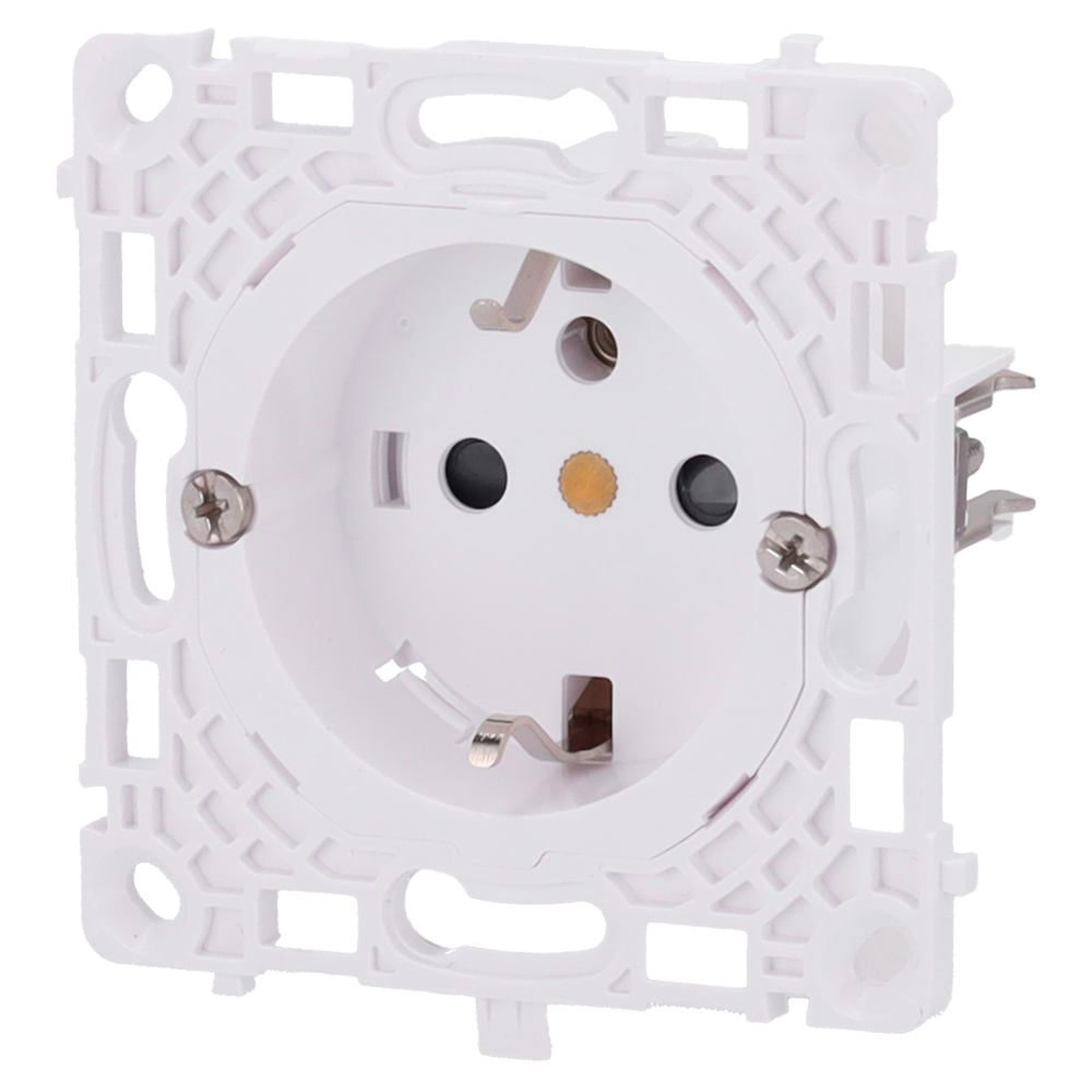 Presa tipo F - Alimentazione 250 V AC 50/60 Hz - Fino a 3.6 kW (carico resistivo a 250 V) - Protezione da polvere e spruzzi - Protezione contro l'inserimento di oggetti - Nessun telecomando