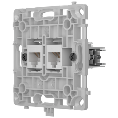 Enchufe Ethernet con dos puertos - Compatible con cables CAT.6 y CAT.5e - Transmisión de datos a alta velocidad - Requiere tapa: SOLOCOVER-LAN / SIDECOVER-LAN - CENTERCOVER-LAN - Color blanco