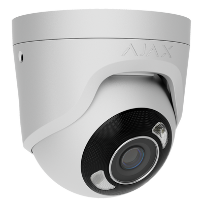 Cámara IP Turret 5 Megapixel Ajax - 1/2.7" Progressive Scan CMOS - Lente 4 mm | Ranura MicroSD hasta 256GB - IR 50m | Luz Blanca 50 m | PoE 802.3at - Con Inteligencia Artificial - Color blanco