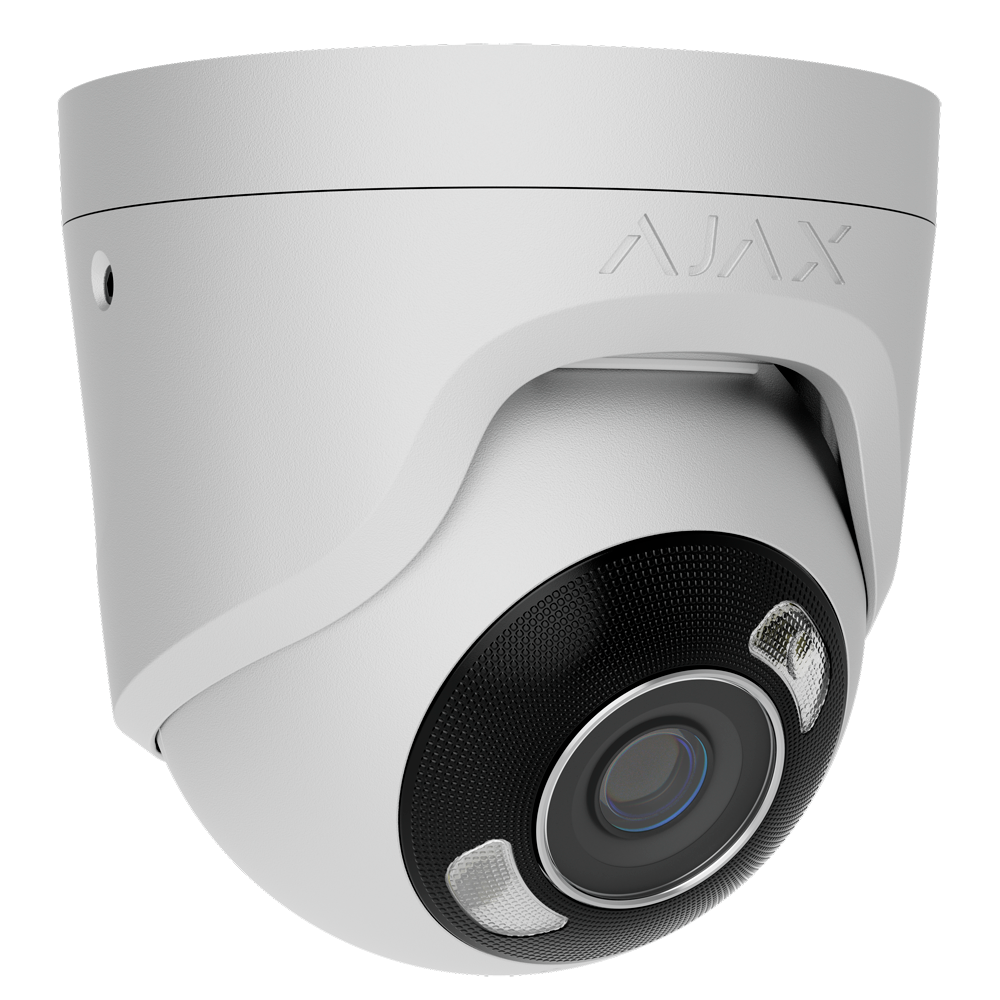 Cámara IP Turret 8 Megapixel Ajax - 1/2.7" Progressive Scan CMOS - Lente 4 mm | Ranura MicroSD hasta 256GB - IR 50m | Luz Blanca 50 m | PoE 802.3at - Con Inteligencia Artificial - Color blanco