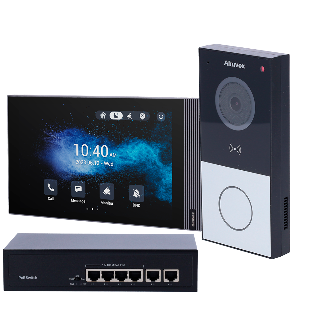 Kit videocitofonico su base LINUX - IP & WiFi | Postazione esterna e monitor - Audio bidirezionale Crystal Clear - Lettore MF