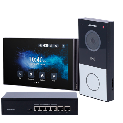 Kit videocitofonico su base LINUX - IP & WiFi | Postazione esterna e monitor - Audio bidirezionale Crystal Clear - Lettore MF