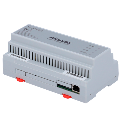 Distribuidor para edificios 2 hilos LP - 6 grupos de 2 hilos LP - TCP/IP con RJ45 - Alimenta dispositivos de 2 hilos LP - Conexión de distribuidores en cascada - Montaje en carril DIN