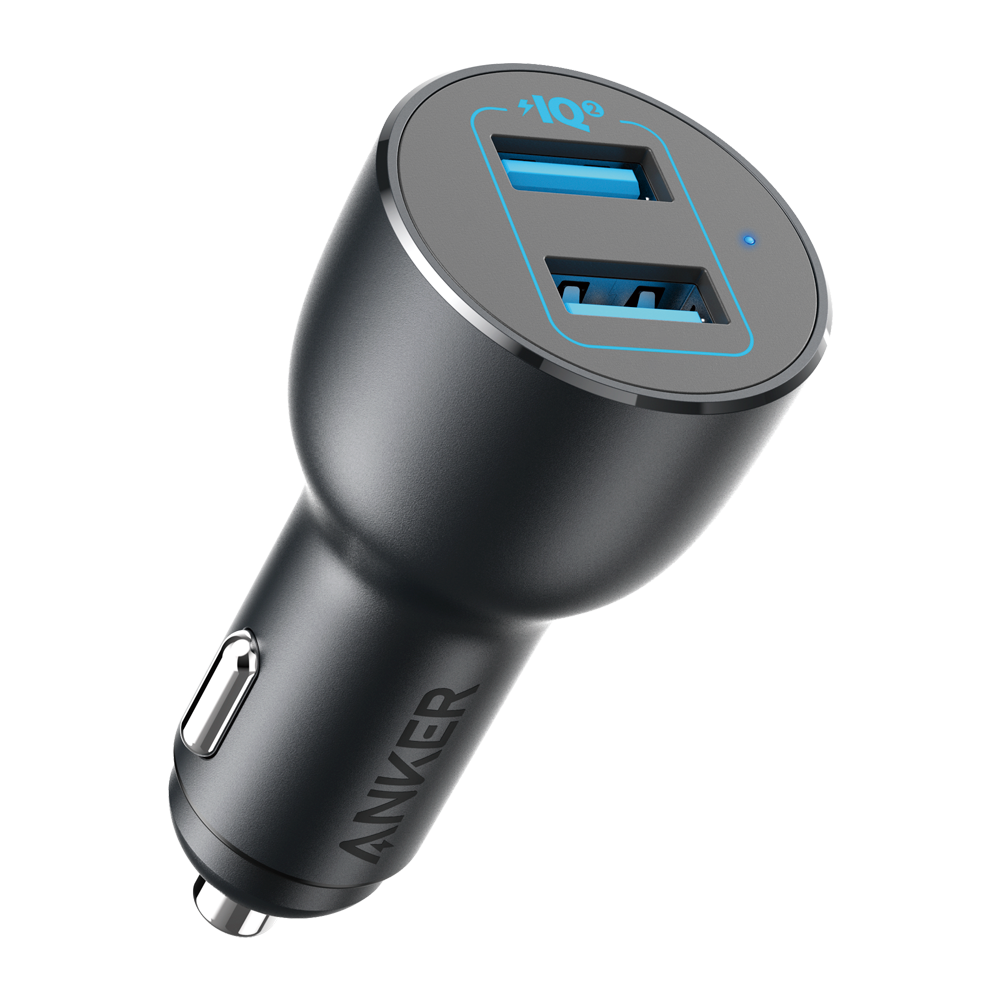 Anker - Accendisigari per auto in metallo - Potenza 36W - Ricarica rapida 18W | Tecnologia QC3.0 - Uscite 2x USB-A  - Carica 2 dispositivi contemporaneamente | Colore nero