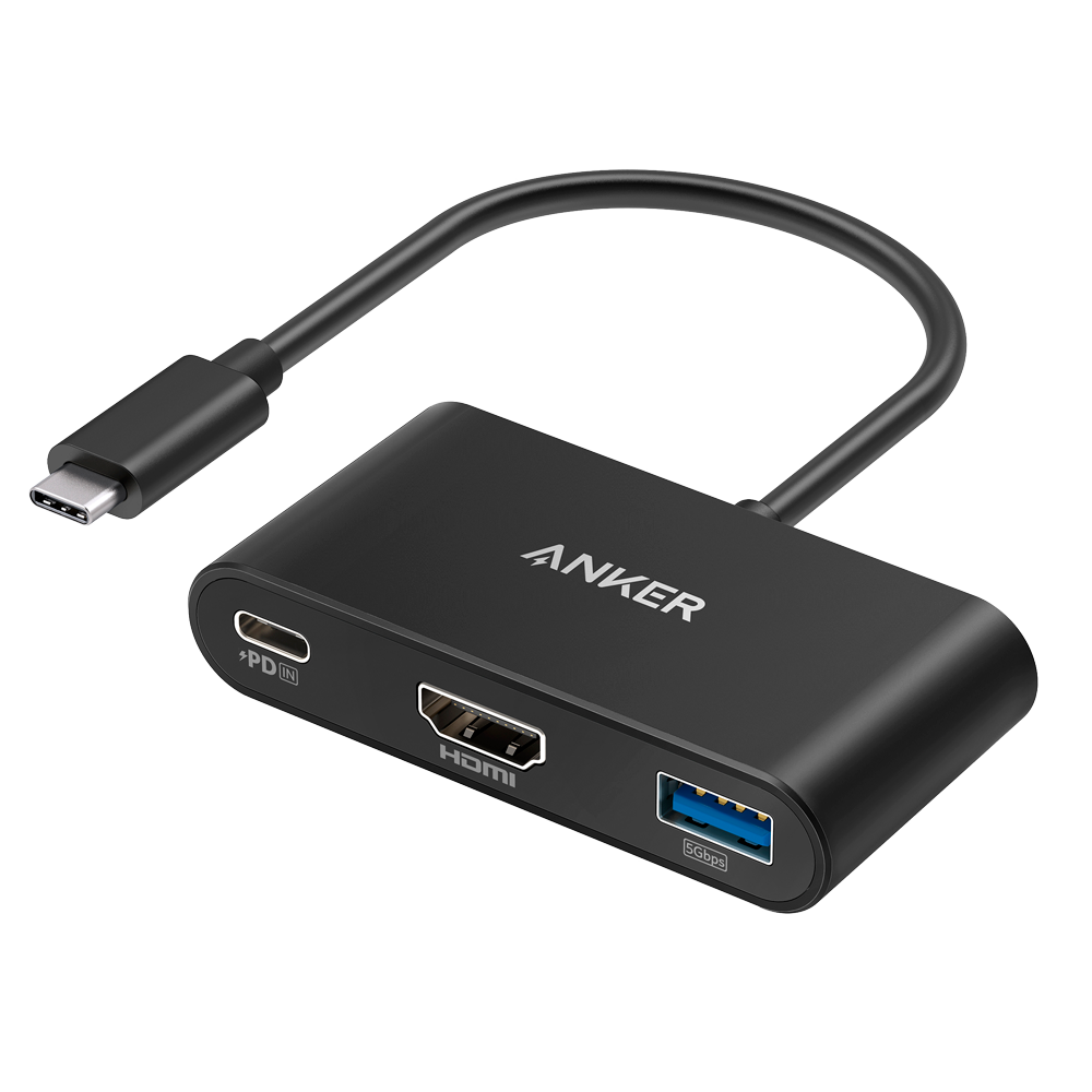 Anker - Hub USB-C 3 in 1 - Supporta la ricarica PD100W - Trasferimento dati da 5Gbps - Ammette risoluzione 4K@30Hz  - 1xUSB-C
