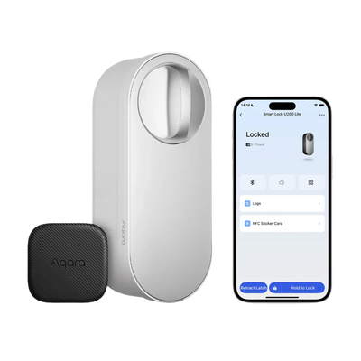 Aqara Cerradura inteligente U200 Lite Blanco - Matter over Thread / Bluetooth & NFC - Requiere AQARA HUB M3 / Border Router - Pegatina NFC (DOT) l / Apertura remota - Batería Recargable - Soporta Apple Homekit
