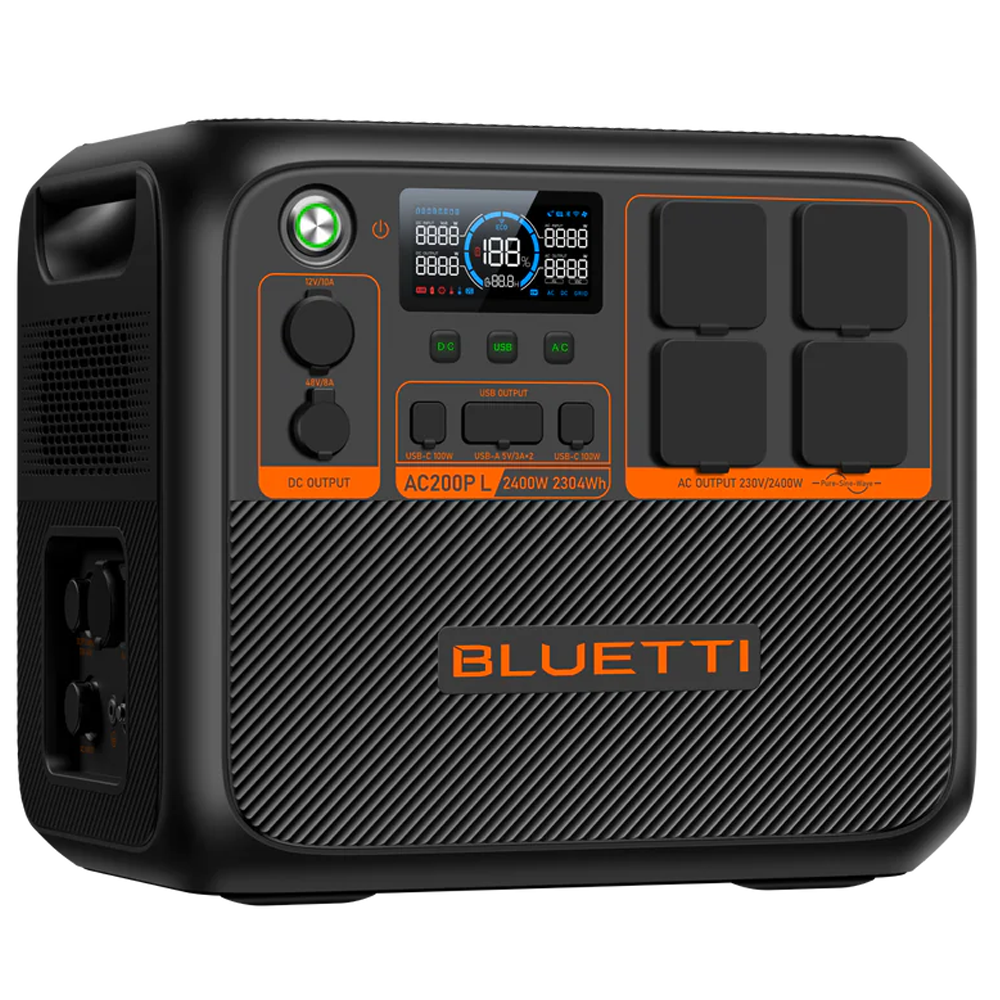 Batteria portatile Bluetti - Gran capacità 2304Wh - Potenza in uscita 2400W max - Uscite e modalità di ricarica multiple - 3500 cicli di vita  - Touch Screen | Controllo tramite APP