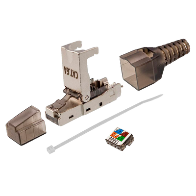 Connettore RJ45 - Compatibile con il cavo FTP Cat 6A - Alloggiamento in metallo - Compatibile con i cavi AWG23 - Facile installazione senza necessità di strumenti