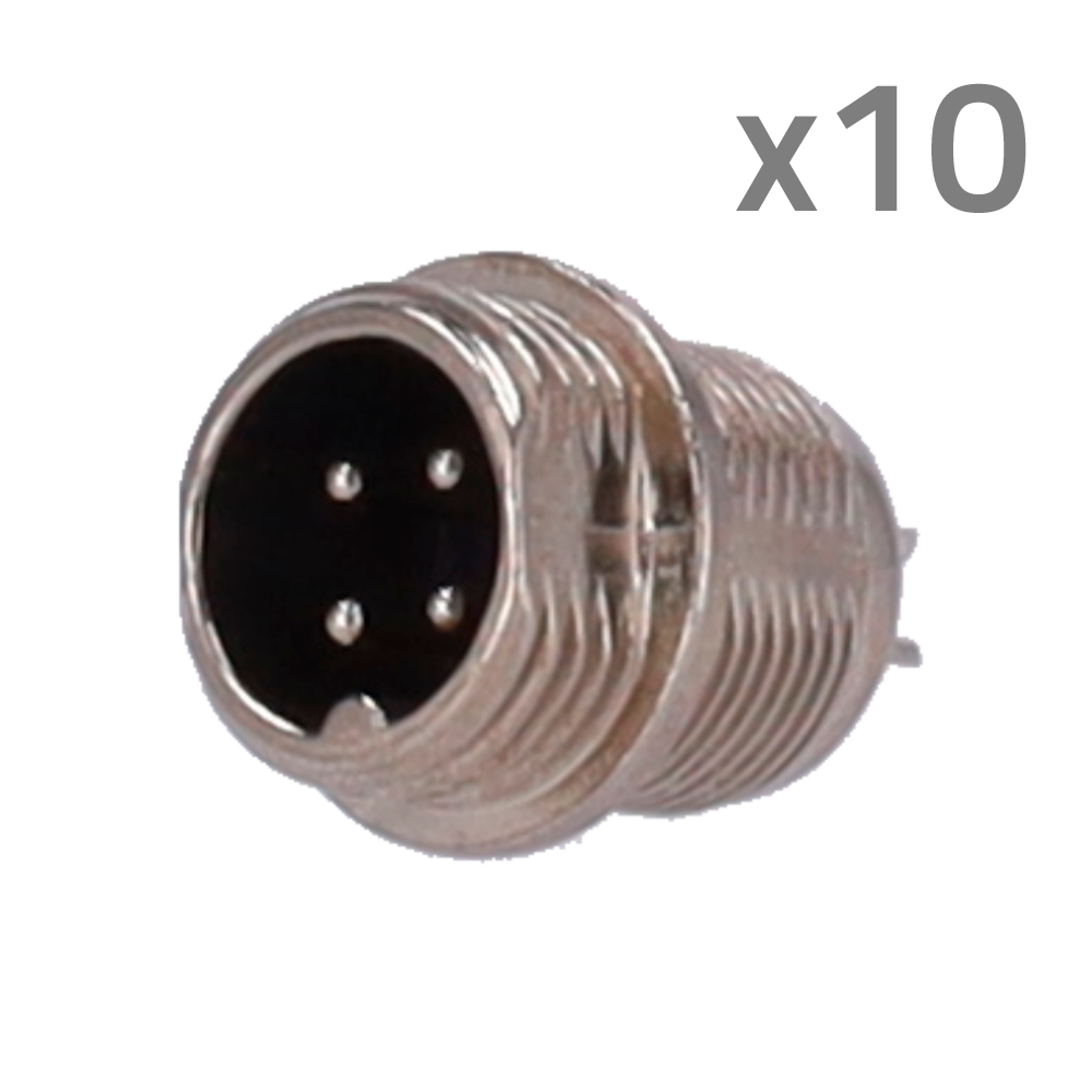 Conector M12 Macho para soldar - Streamax compatible - 10 Unidades por bolsa - 4 Pines