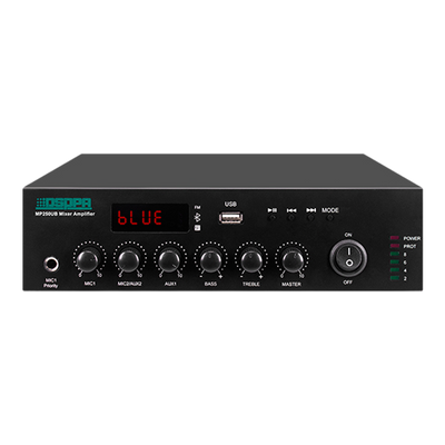 FENIVA | Mixer amplificato DSPPA
- Linea 70V/100V e bassa impedenza
- 1 x 250W - 2 Mic 2 Phantom | 2 Aux | EMC Emergenza - Lettore USB / Radio FM / Bluetooth
- Telecomando