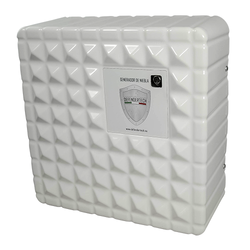 Nebbiogeno Defendertech - 2 relè Ajax installati per l'attivazione e lo sparo - 830 m3 in 60" - Batteria non inclusa - Fino a 6.5 minuti di capacità - Non lascia tracce dopo l'erogazione della nebbia