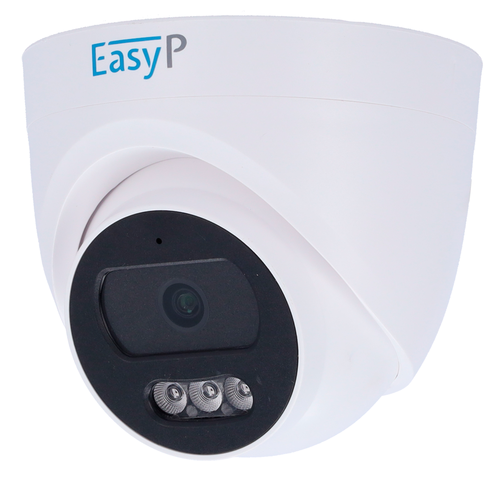 Telecamera Turret IP EASY-P - 2MP | Ottica 4 mm - IR 25 m | Microfono - Installazione Plug & Play - IA per Persone e/o Veicoli - PoE | P2P