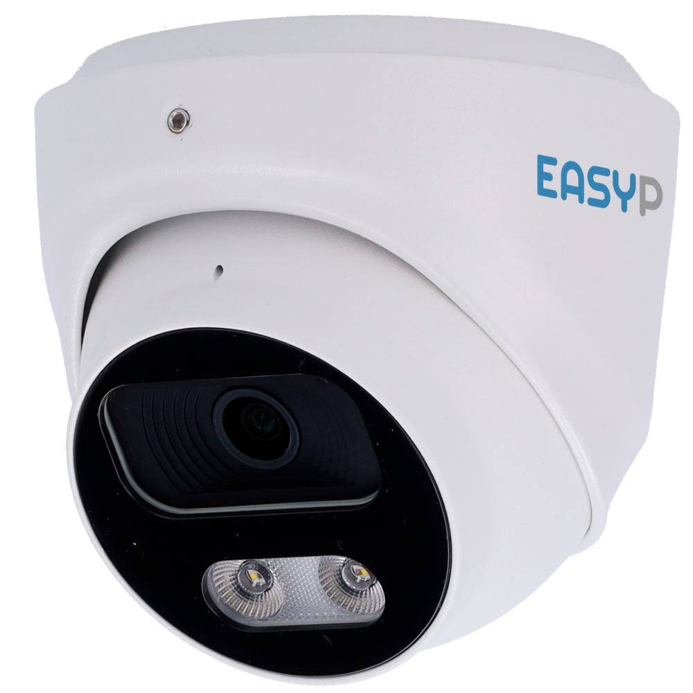 Telecamera Turret IP AI EASY-P - 8MP | Ottica 2.8 mm - IR 40 m | Luce bianca 30 m | Microfono - Installazione Plug & Play - Supporta UMD e Motion Detect 2.0 - IP67 | PoE | P2P | Metallo