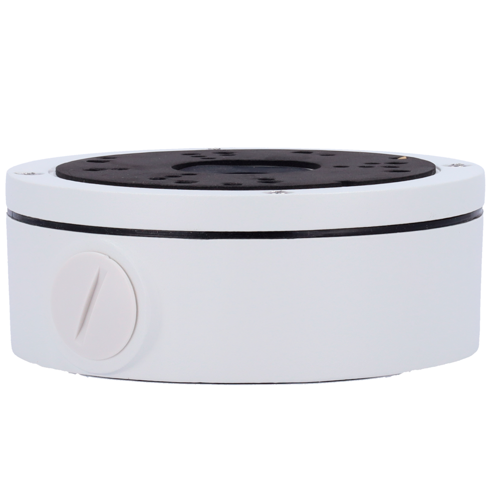 Scatola di giunzione Easy-P - Per telecamere bullet e turret - Adatto per uso in esterni - Installazione a tetto o parete - Diametro della base 138 mm - Passacavo