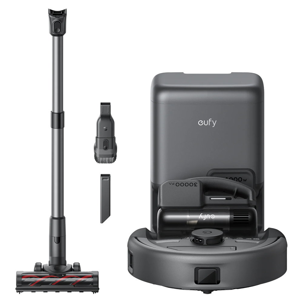 Robot Aspirador Eufy E20 3-en-1 - Potencia máxima de 30.000 Pa - Base de autovaciado - Limpieza a presión / Navegación láser triple - Mapas Varios Pisos - Alexa / Google / Siri