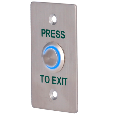 Pulsante di apertura della porta con LED - Uso professionale - Testato 100.000 usi - NO/NC/COM | Montaggio a incasso o in superficie - Misure 86 (H) x 50 (l) x 29 (P) mm - Realizzato in acciaio inox