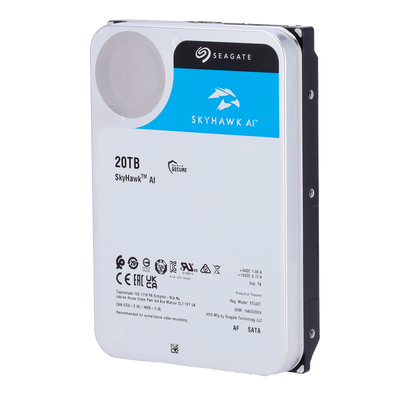 Hard Disk Seagate Skyhawk AI - Capacità 20 TB - Interfaccia SATA 6 GB/s - Fino a 32 trasmissioni di intelligenza artificiale - Modello ST20000VE002 - Speciale per videoregistratore di rete (NVR)