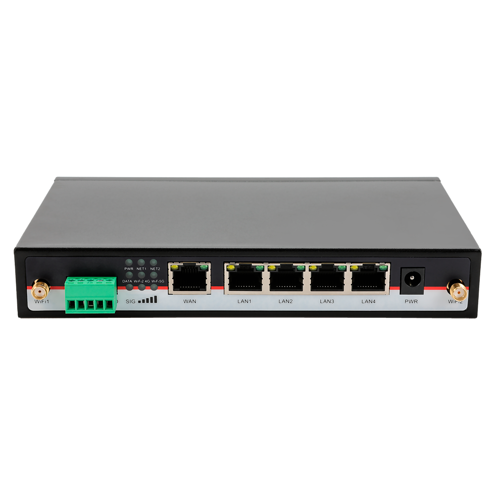 Hongdian Router 5G Industriale - 5G Sub-6Ghz SA/NSA  - 5 porte Ethernet RJ45 Gigabit - Dual SIM Dual Modem  - Porte RS232/RS485 - Wi-Fi 802.11b/g/n/ac 2.4GHz-5GHz