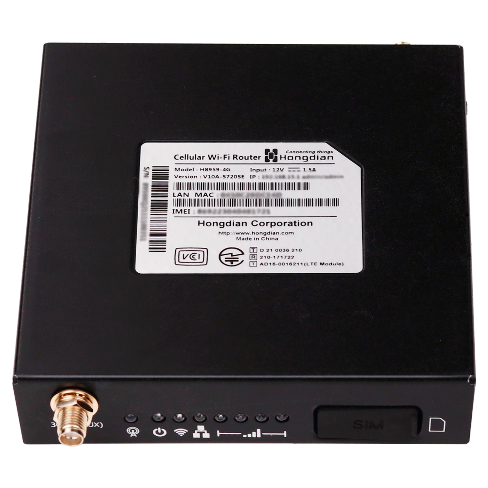 Hongdian - Router Industriale 4G - 2 porte Ethernet RJ45 10/100 - Slot per scheda SIM 4G/3G - Montaggio a parete o da tavolo - Wi-Fi 802.11b/g/n 2.4GHz