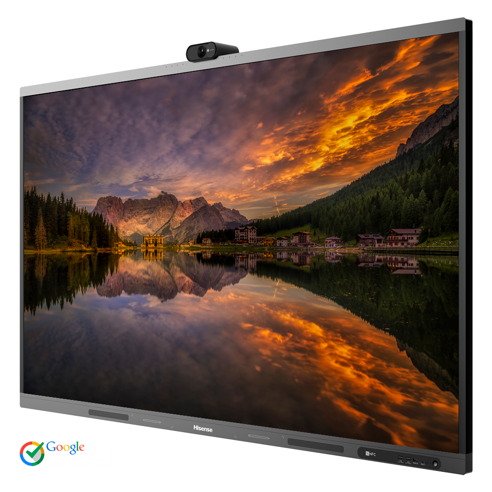 Monitor interattivo HISENSE 75" 4K - Risoluzione 3840x2160 - Certificazione Google - Trasmissione wireless - Android 13.0 - Telecamera