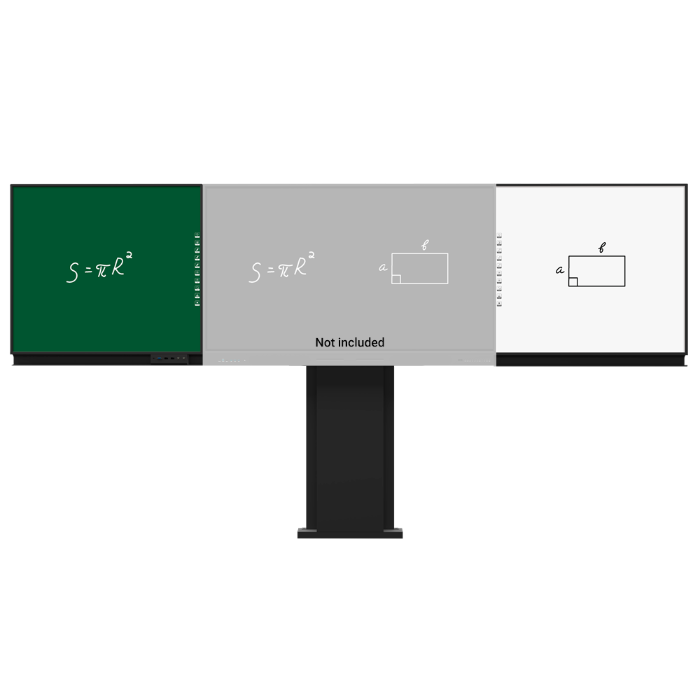 Compatibile con l'opzione interattiva IB-TE-YL-75E2  - Lavagna laterale sinistra per gesso  - Lavagna laterale destra per pennarello - Digitalizzazione della scrittura su Windows - Supporto regolabile a parete e a pavimento