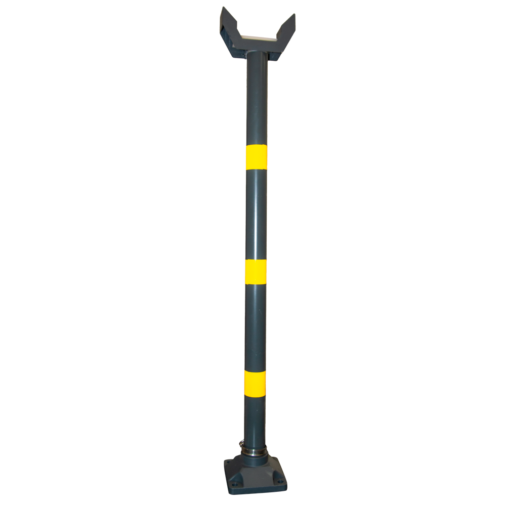 Supporto verticale per il braccio della barriera - Compatibile con le barriere di parking - Necessario per le barriere con braccio da 6 metri - Altezza regolabile: 78 ~ 98 cm - Colore grigio con strisce riflettenti