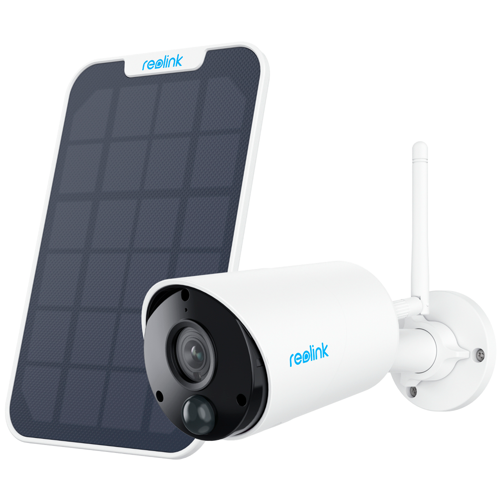 Reolink Telecamera WiFi a Batteria con Pannello Solare - 3MP (2304 x 1296) - IR 10 m / Sirena - Rilevamento PIR di Persone / Veicoli - Audio bidirezionale / Slot MicroSD - Adatta per esterni