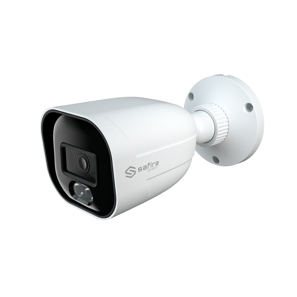 Safire Smart - Cámara Bullet IP gama B1 con luz dual - Resolución 8 Megapíxel (3840×2160) - Lente 2.8 mm | Micrófono integrado - IR + Led blanco 20~30m - Impermeabilidad IP67 | PoE (IEEE802.3af)