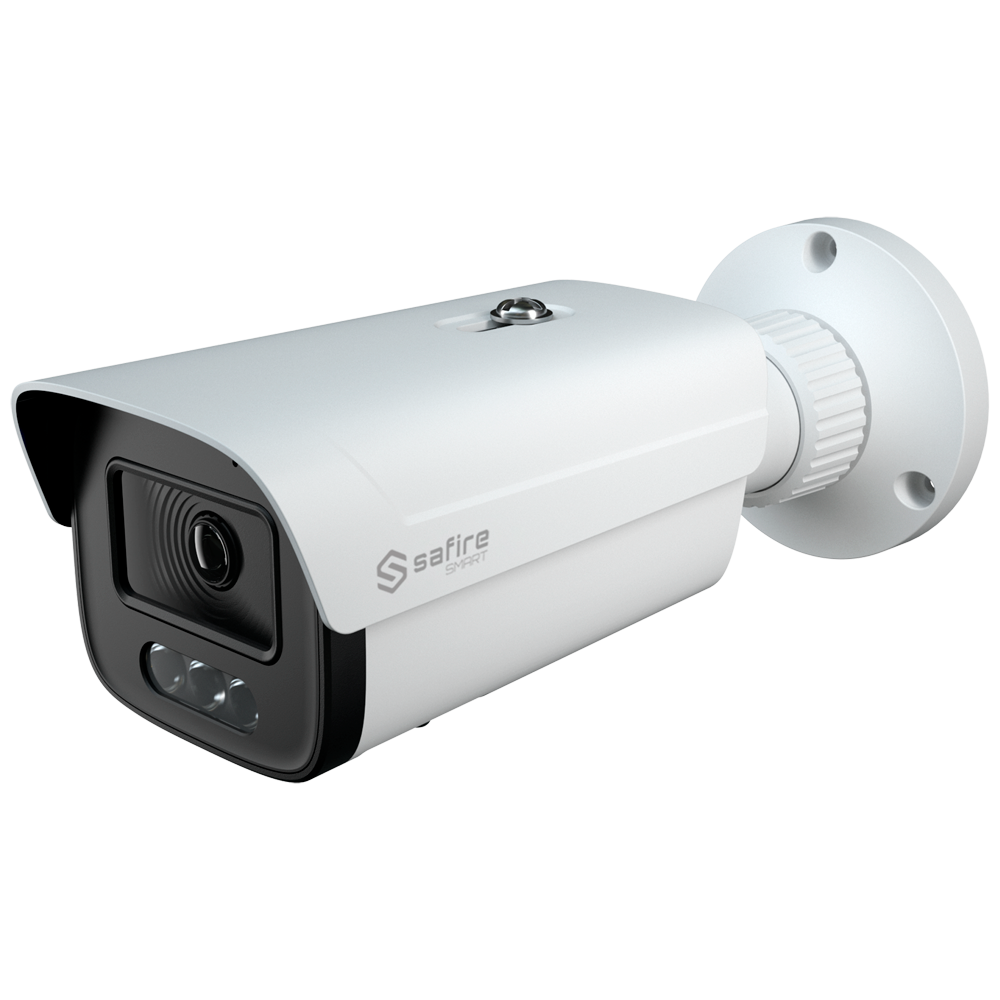 Safire Smart telecamera Bullet IP gamma E1 con AI-ISP - Sensore 1/1.8" grande apertura F1.0 Night Color X - Risoluzione 8 Megapixel (3840x2160) | MicroSD - Ottica 2.8 mm | Microfono integrato | LED 30m - IA: Classificazione delle persone e de...