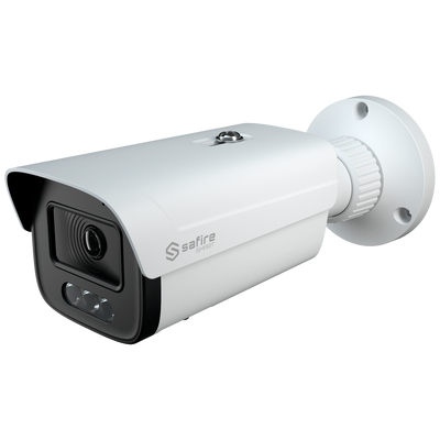 Safire Smart telecamera Bullet IP gamma E1 con AI-ISP - Sensore 1/1.8" grande apertura F1.0 Night Color X - Risoluzione 8 Megapixel (3840x2160) | MicroSD - Ottica 2.8 mm | Microfono integrato | LED 30m - IA: Classificazione delle persone e de...