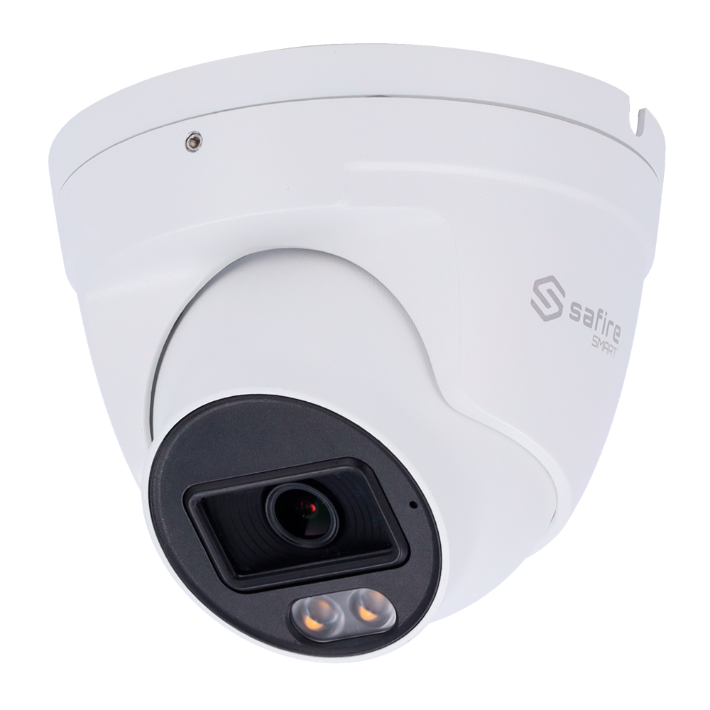 Safire Smart - Telecamera Turret IP gamma E1 Intelligenza Artificiale - Risoluzione 8 Megapixel (3840x2160) - Ottica 2.8 mm | Audio IN | IR e Luce Bianca 30m - IA: Classificazione di persone e veicoli - Waterproof IP67 | PoE (IEEE802.3af) | P2P