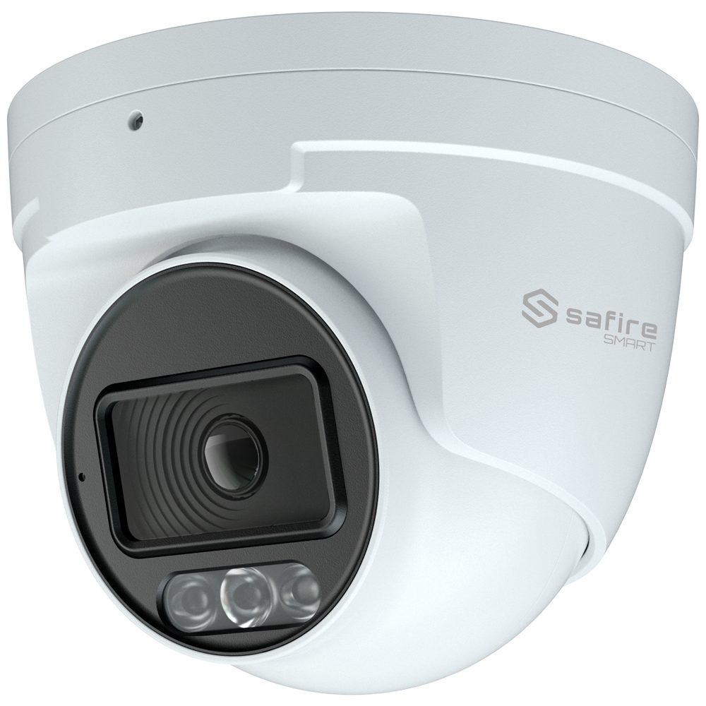 Safire Smart telecamera Turret IP gamma I1 con AI-ISP - Sensore 1/1.8" grande apertura F1.0 Night Color X - Risoluzione 4 Megapixel (2688x1520) | MicroSD 1TB - Ottica 2.8 mm | Microfono integrato | LED 30m - IA:Classificazione di persone e ve...