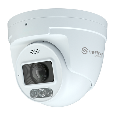 Safire Smart - Telecamera Turret IP gamma I1 AI Avanzata e DualLight - Risoluzione 6 Megapixel (3296x1856) - Ottica 2.8mm | IR&WL 40m | Deterrenza attiva  - IA Avanzata:Perimetro