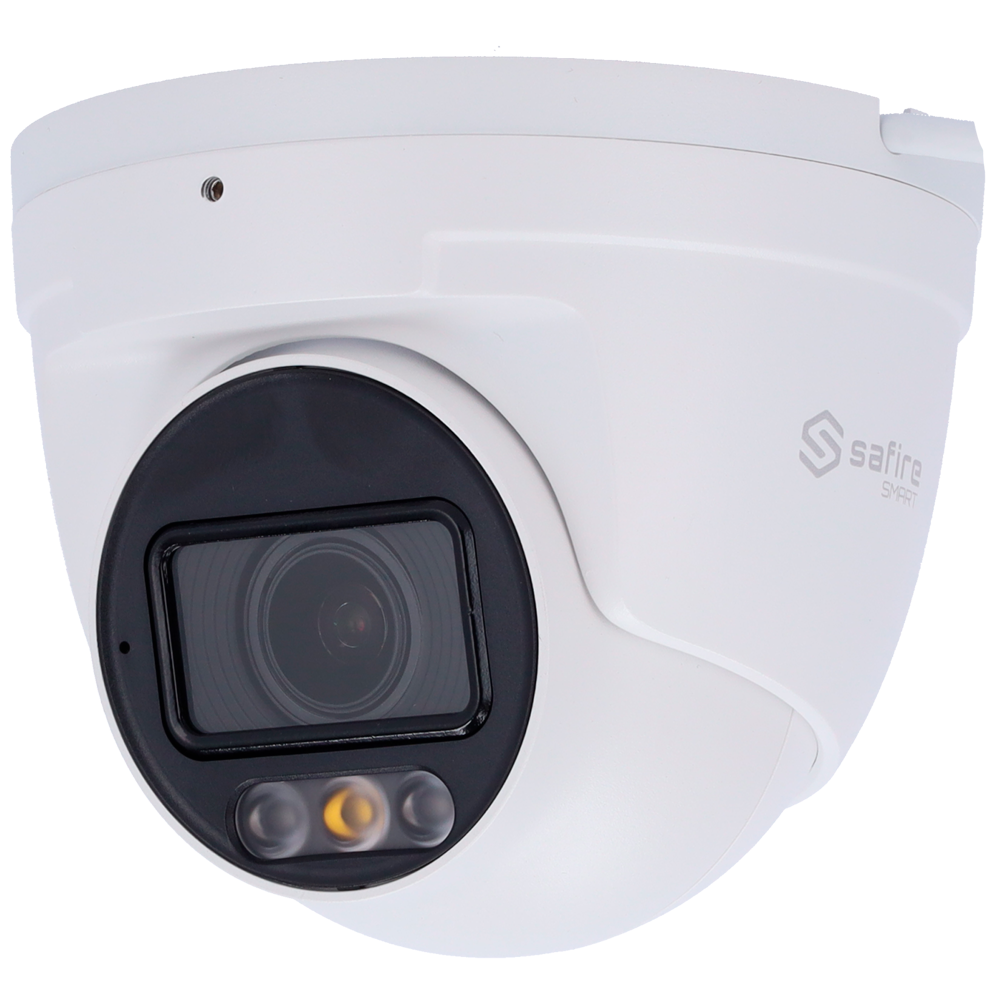 Safire Smart - Telecamera Turret IP gamma E1 AI - Risoluzione 8 Megapixel (3840×2160) - Ottica Motorizzata 2.8~12mm | IR 50m & Led 40m - IA: Classificazione di persone e veicoli - Waterproof IP67 | PoE (IEEE802.3af) | P2P