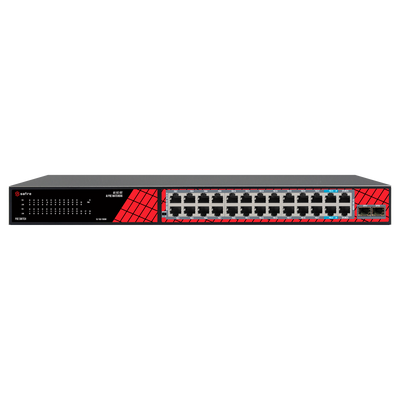 Safire Switch Hi-PoE - 24 porte + 2.5GE SFP Uplink + 2 Uplink RJ45 - Velocità porte Gigabit 10/100/1000 Mbps - 22 Porte PoE+ 30W + 2 Porte Hi-PoE 60W - PoE Watchdog - Fino a 300W Potenza PoE totale