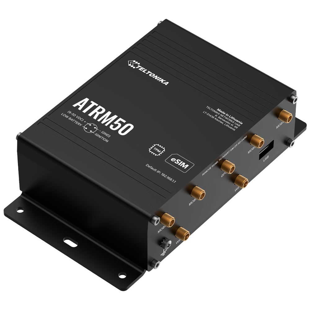 Router Industriale 5G M12 - 5G Sub-6Ghz SA/NSA ( compatibile con 4G/3G ) - 4 Porte M12 10/100/1000Mbps - Dual Sim e eSim - Connettore M12 A (9 - 50 VDC ) - 802.11b/g/n/ac Wi-Fi 5