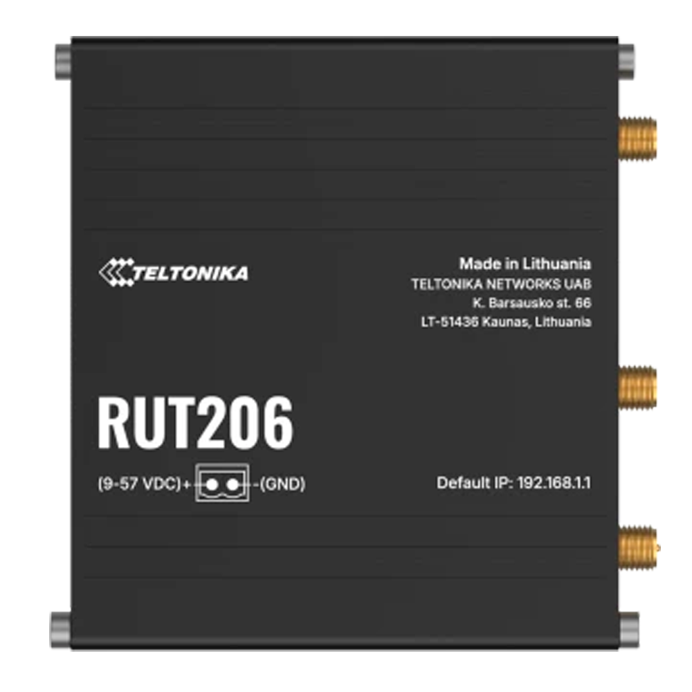 Teltonika Router 4G Industriale - 2 porte Ethernet RJ45 Fast Ethernet - 4G (LTE) Cat 4 fino a 150Mbps - 1 x 6-pin RS232/RS485  - Wi-Fi 802.11b/g/n 2.4GHz - Alloggiamento in Alluminio