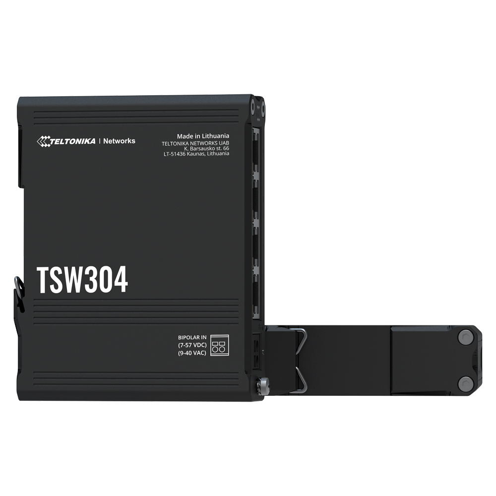 Teltonika Switch Unmanaged Industriale - 4 porte Ethernet RJ45 Gigabit  - Robusto Alloggiamento in Alluminio