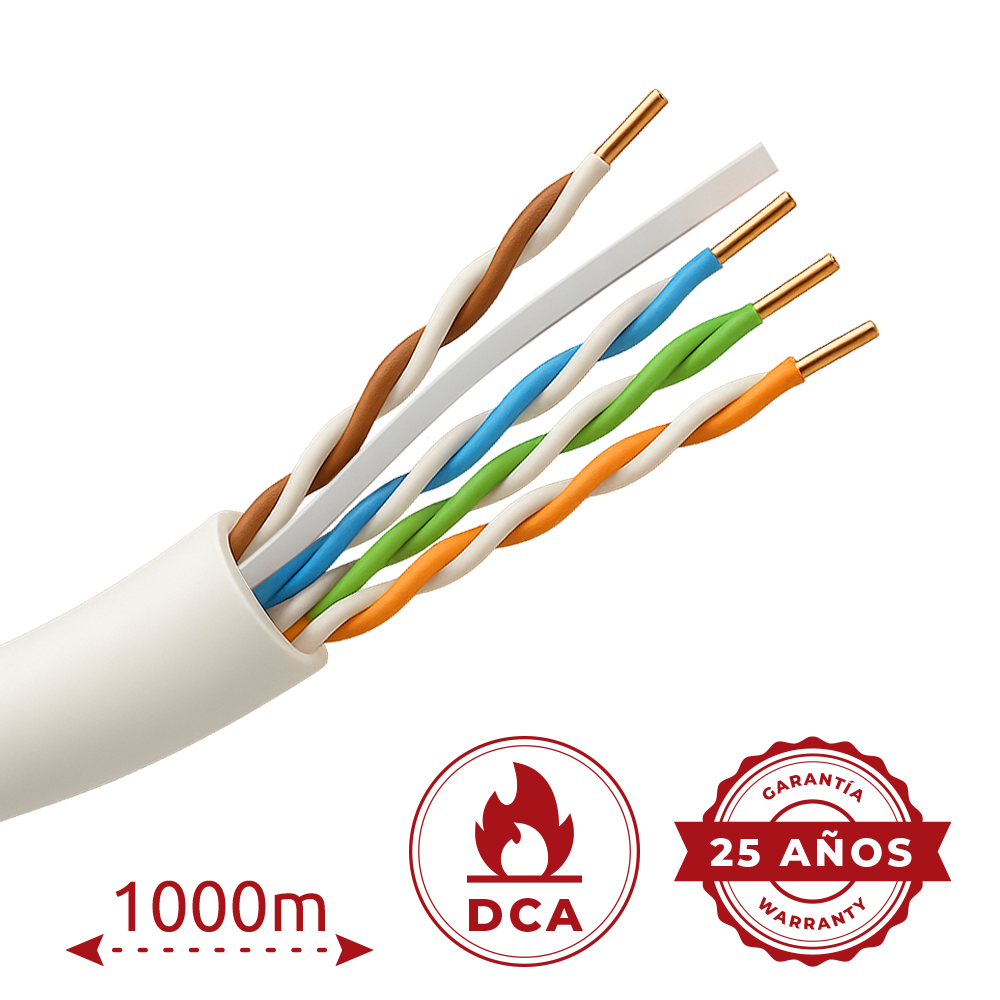 Cavo rigido UTP rigido senza alogeni - Categoria 6 - Soddisfa il test Fluke 90m - Conduttore OFC