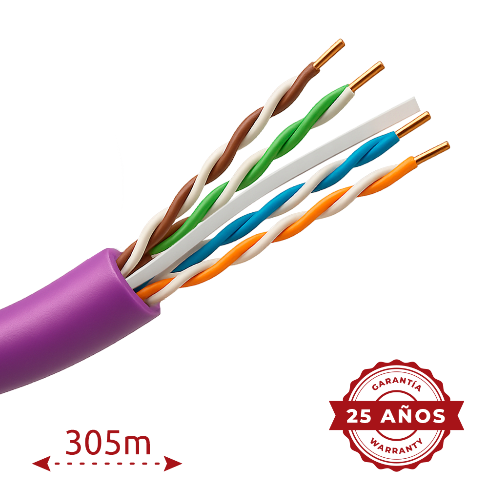 Cavo rigido UTP rigido senza alogeni - Categoria 6 - Soddisfa il test Fluke 90m - Conduttore OFC