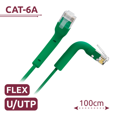 Cable UTP flexible - Ethernet - Conectores RJ45 - Categoría 6A - 1 m - Color verde