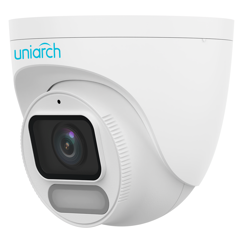 Telecamera IP Turret | Uniarch - 4 MP | Ottica 2.8 mm | microSD 512 GB - Luce bianca 30 m | WDR 120 dB - Color Hunter con tecnologia WISE-ISP - PoE | UMD | IP67 - Pulsante di reset | Microfono integrato