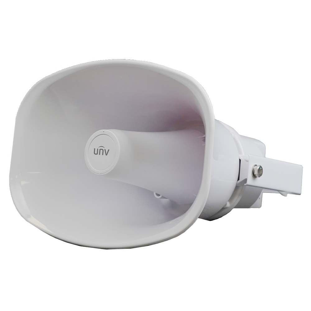 Altoparlante a tromba Uniview 30 W - Supporta la trasmissione con l'NVR Uniview - Storage integrato - Supporta l'audio bidirezionale - PoE | 130 dBSPL | -37 dBV/Pa | Allarme - IP66 | Interfaccia web