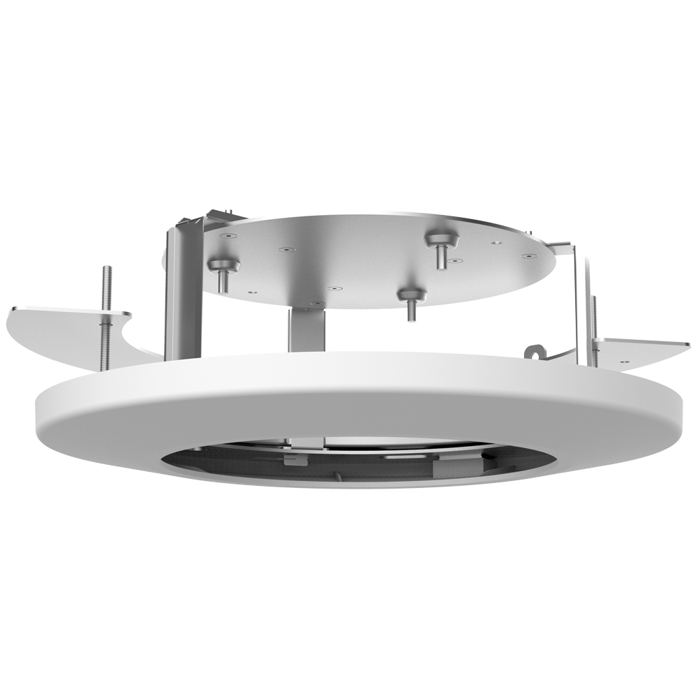 Staffa da incasso - Per telecamere dome - Utilizzo su soffitto - Colore bianco - Passacavo