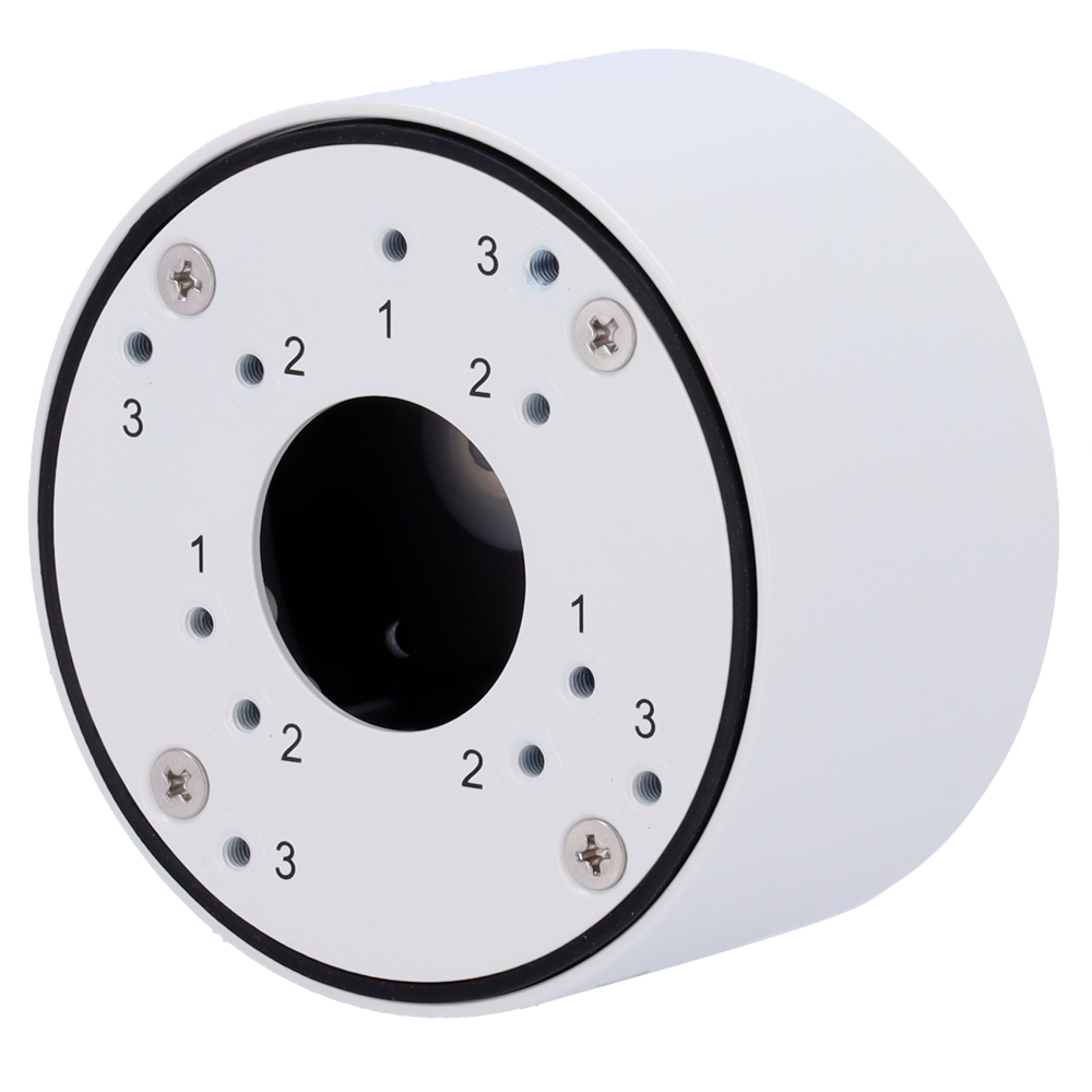 Scatola di giunzione - Per telecamere bullet - Per esterni - Installazione a tetto o parete - Colore bianco (RAL9003) - Passacavo