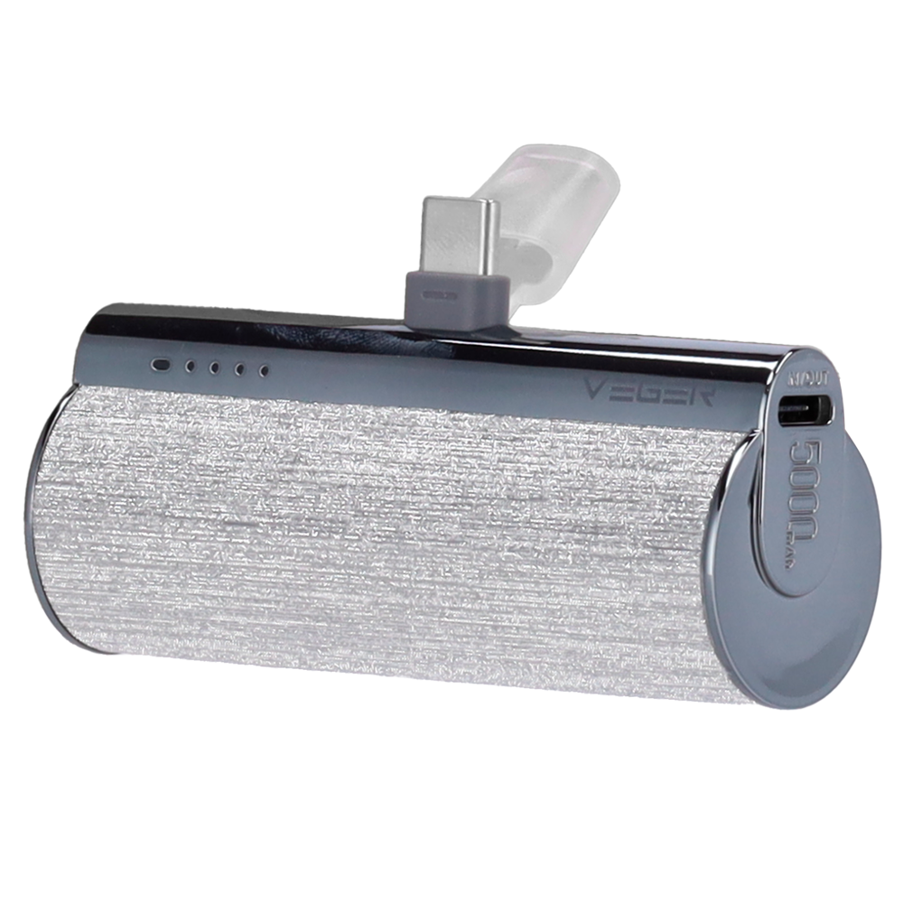 VEGER Mini Power bank con LED di ricarica - Capacità 5000mAh - Ingresso USB-C - Uscita USB-C